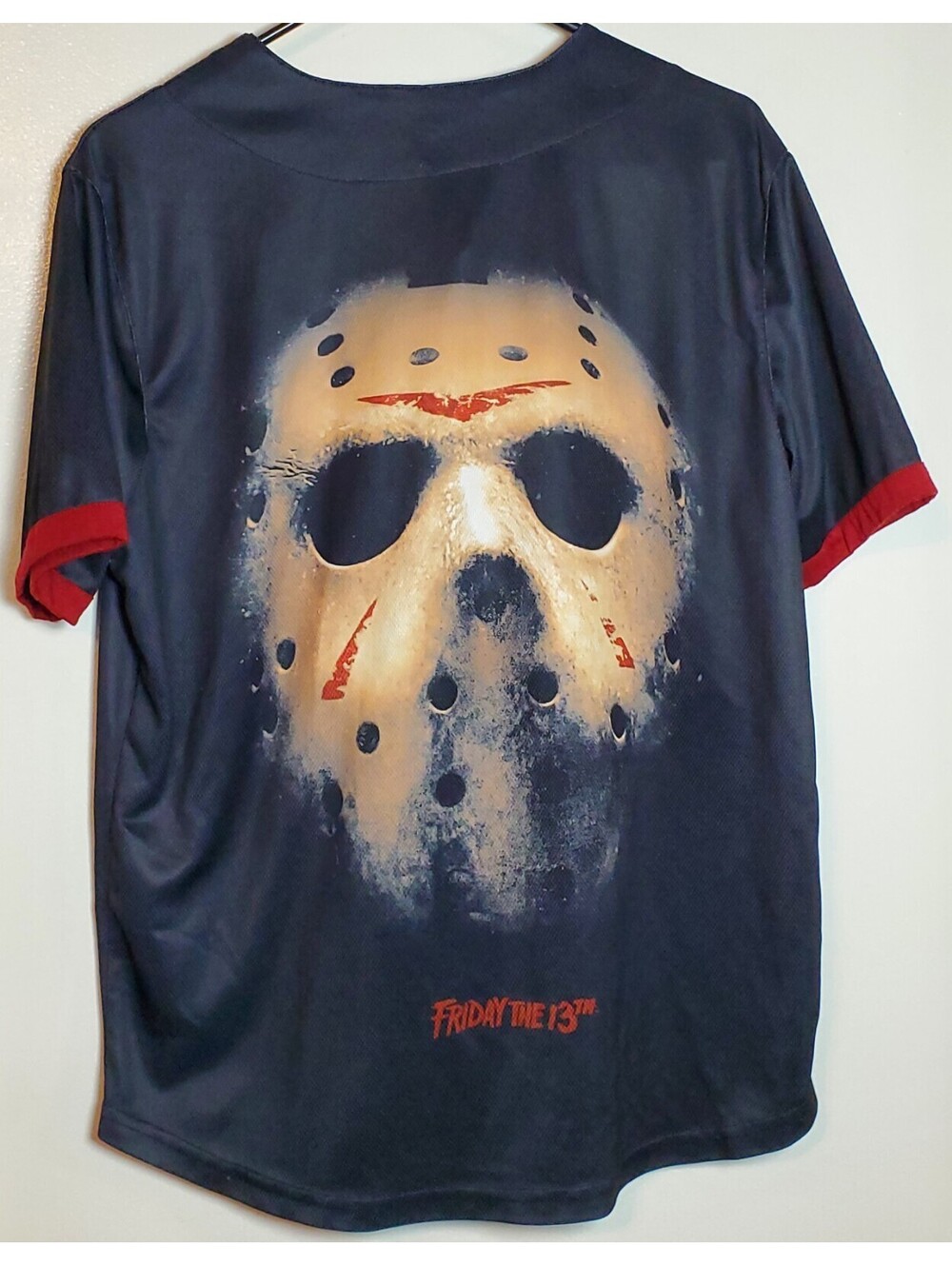 Friday the 13th Jason Voorhees Mask Baseball Jersey Button Up Horror Halloween